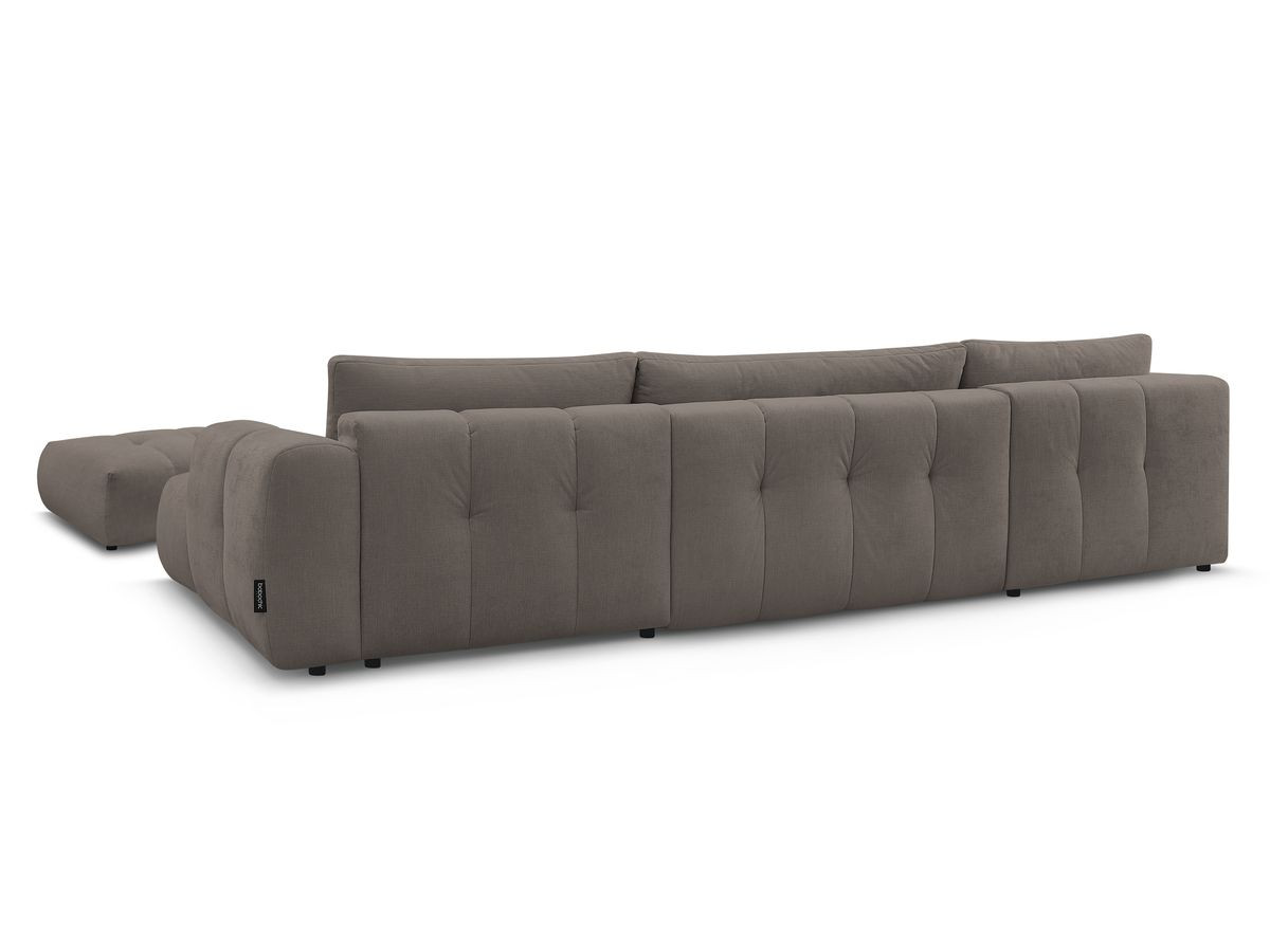 Canapé panoramique convertible FUJI tissu lisse avec pouf