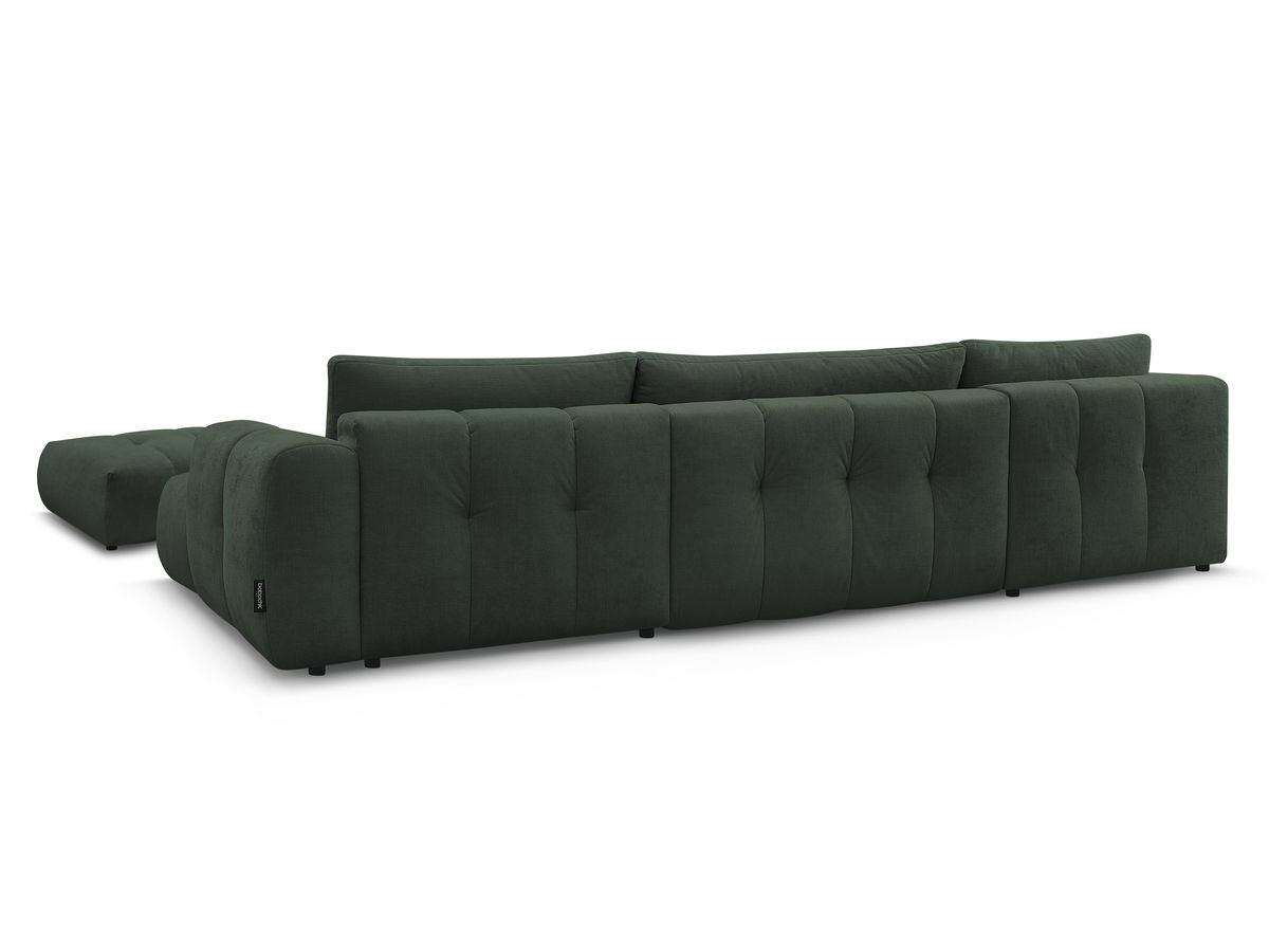 Canapé panoramique convertible FUJI tissu lisse avec pouf
