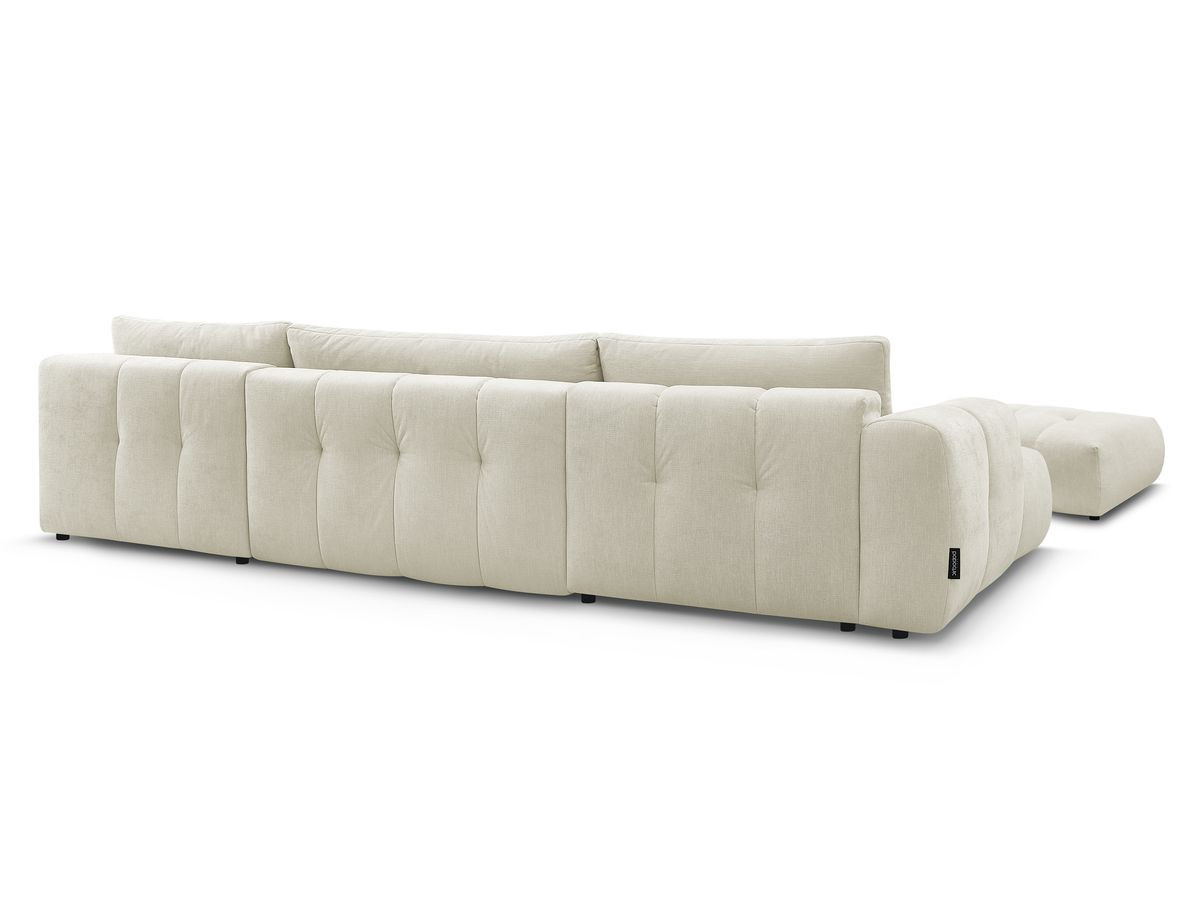 Canapé panoramique convertible FUJI tissu lisse avec pouf