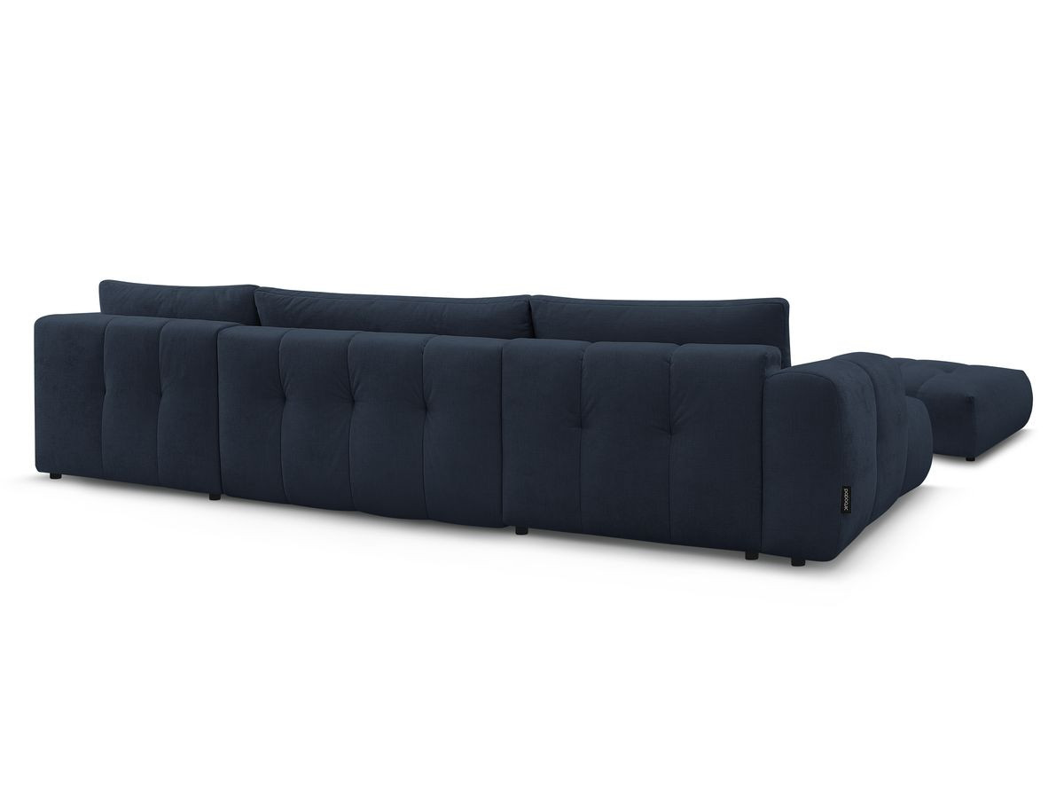 Canapé panoramique convertible FUJI tissu lisse avec pouf