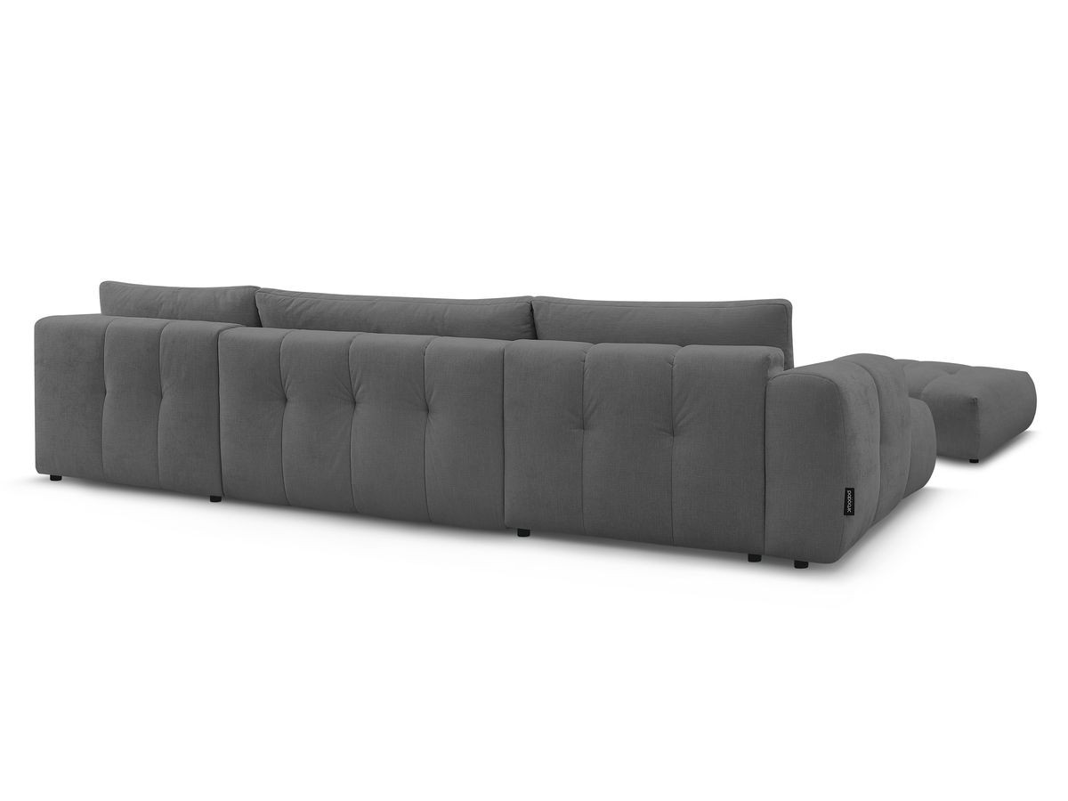 Canapé panoramique convertible FUJI tissu lisse avec pouf
