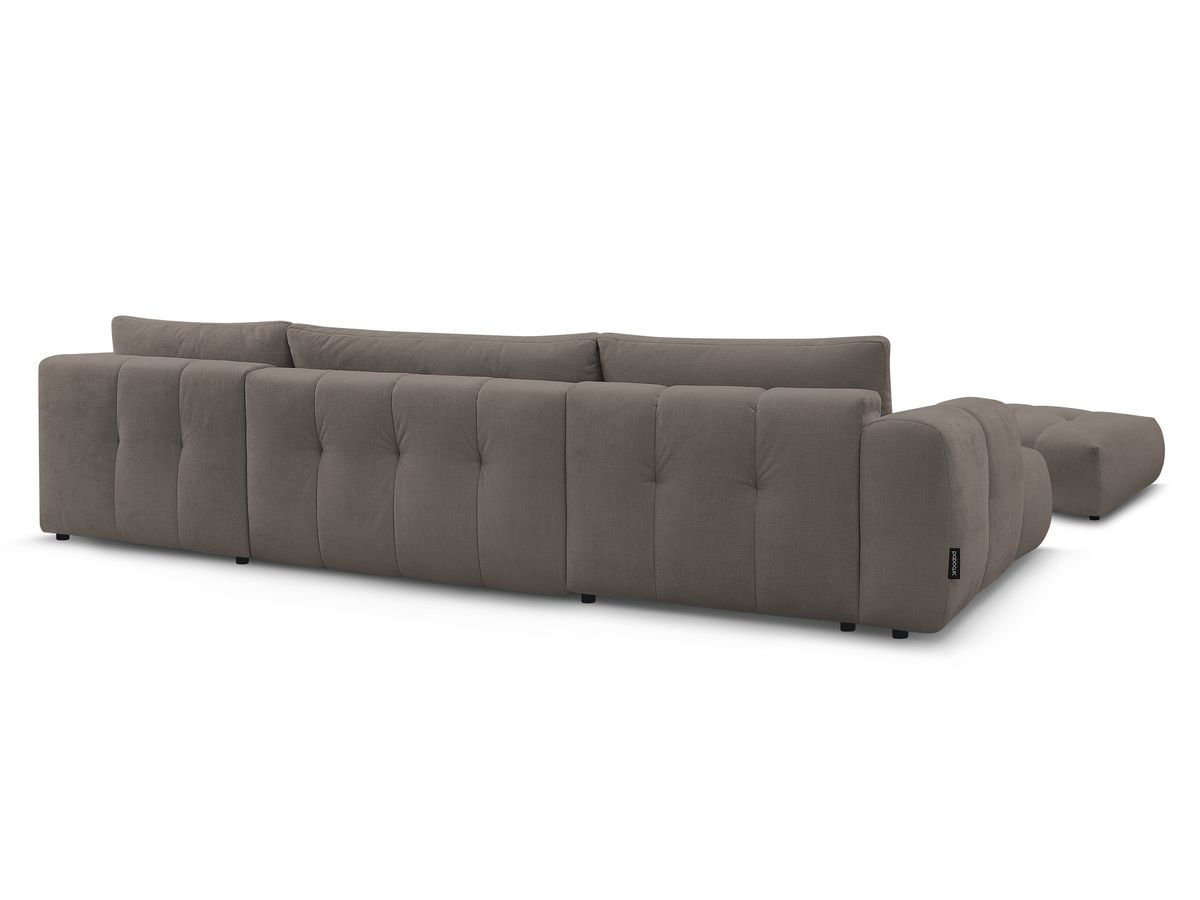 Canapé panoramique convertible FUJI tissu lisse avec pouf