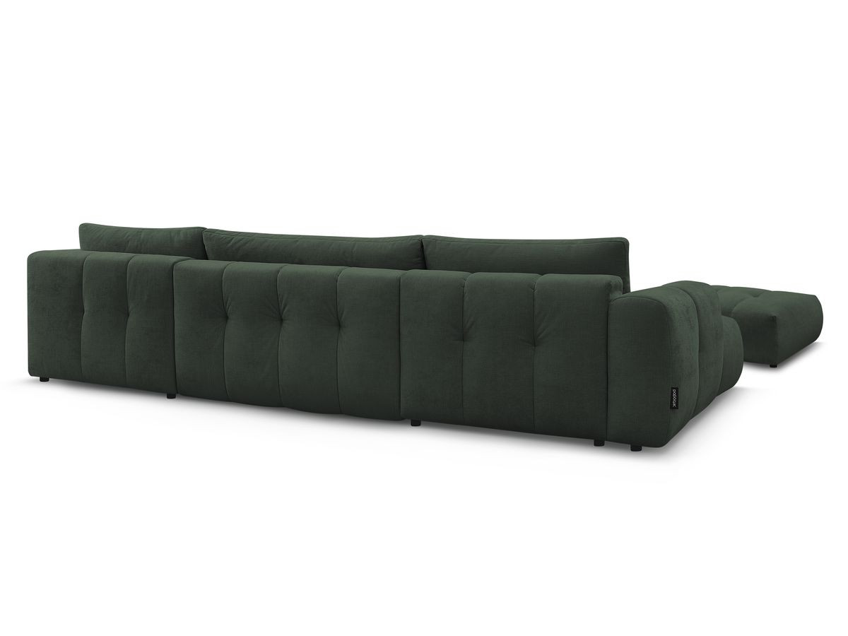 Canapé panoramique convertible FUJI tissu lisse avec pouf