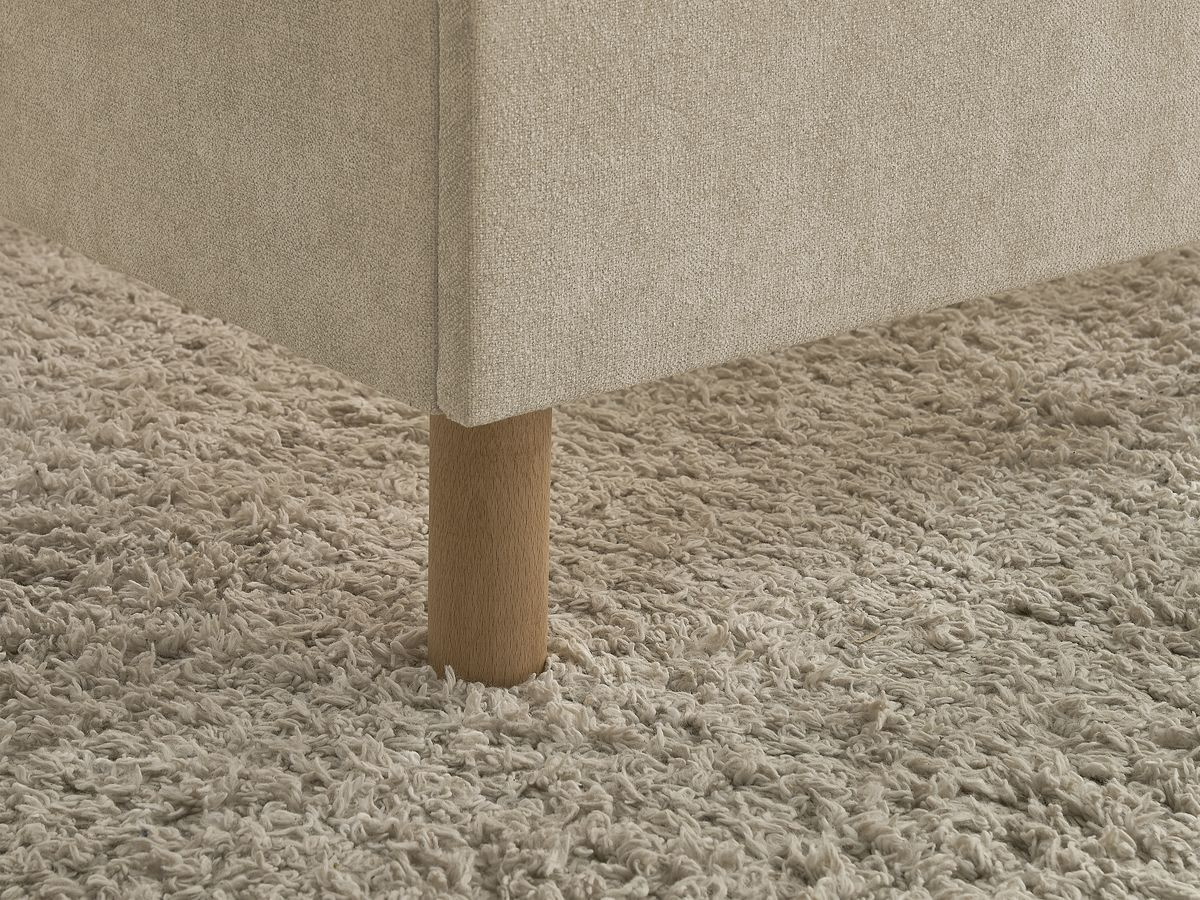 MARA bed in tweekleurige structuurstof met massieve lattenbodem