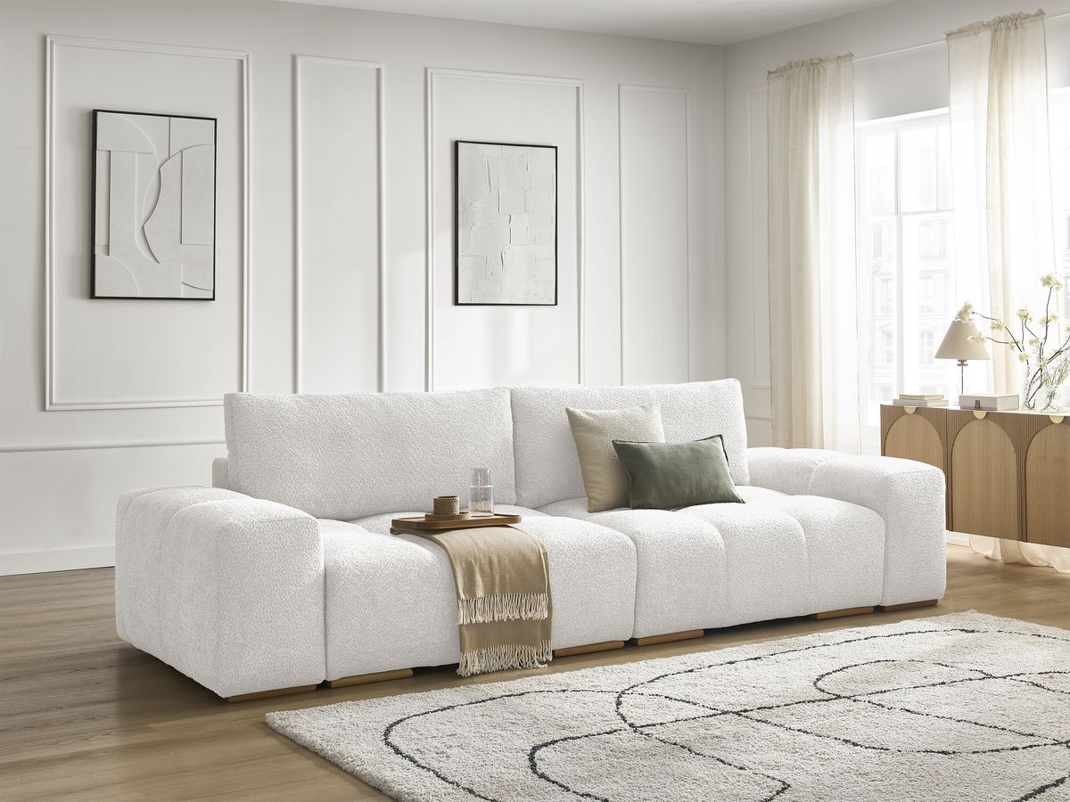 Canapé droit fixe 3 places ANAKIN tissu bouclette