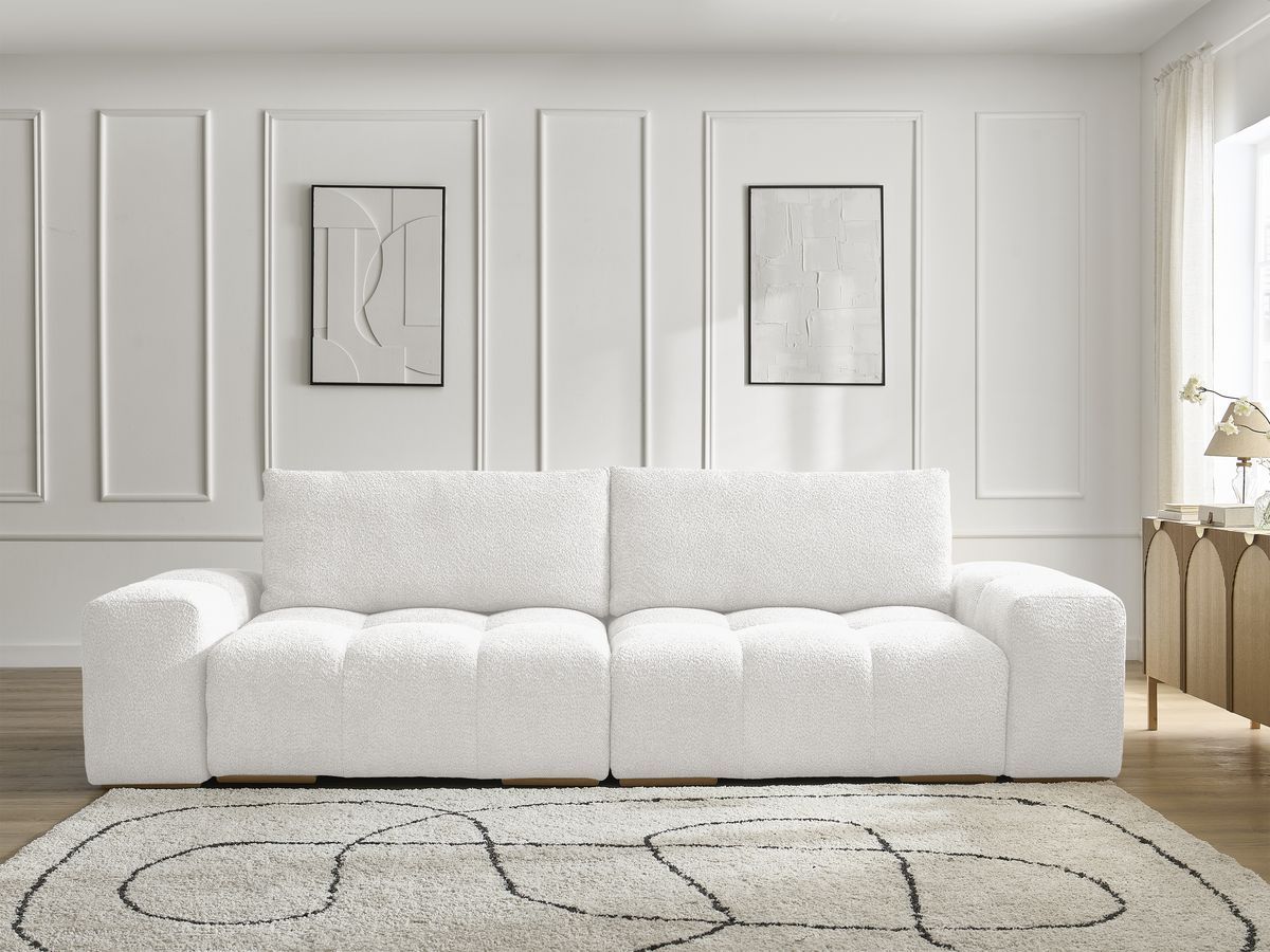 Canapé droit 3 places ANAKIN bouclette blanc — vue 5