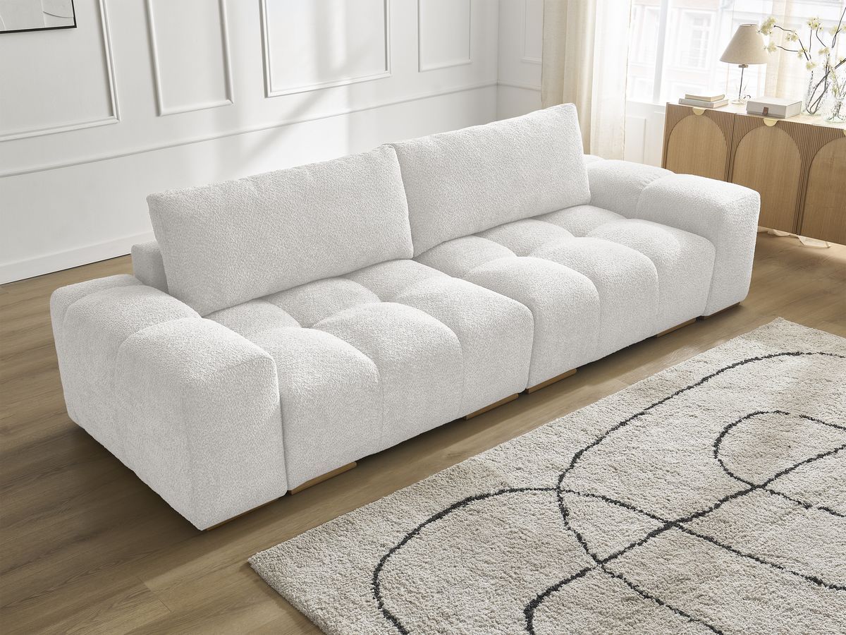 Canapé droit fixe 3 places ANAKIN tissu bouclette