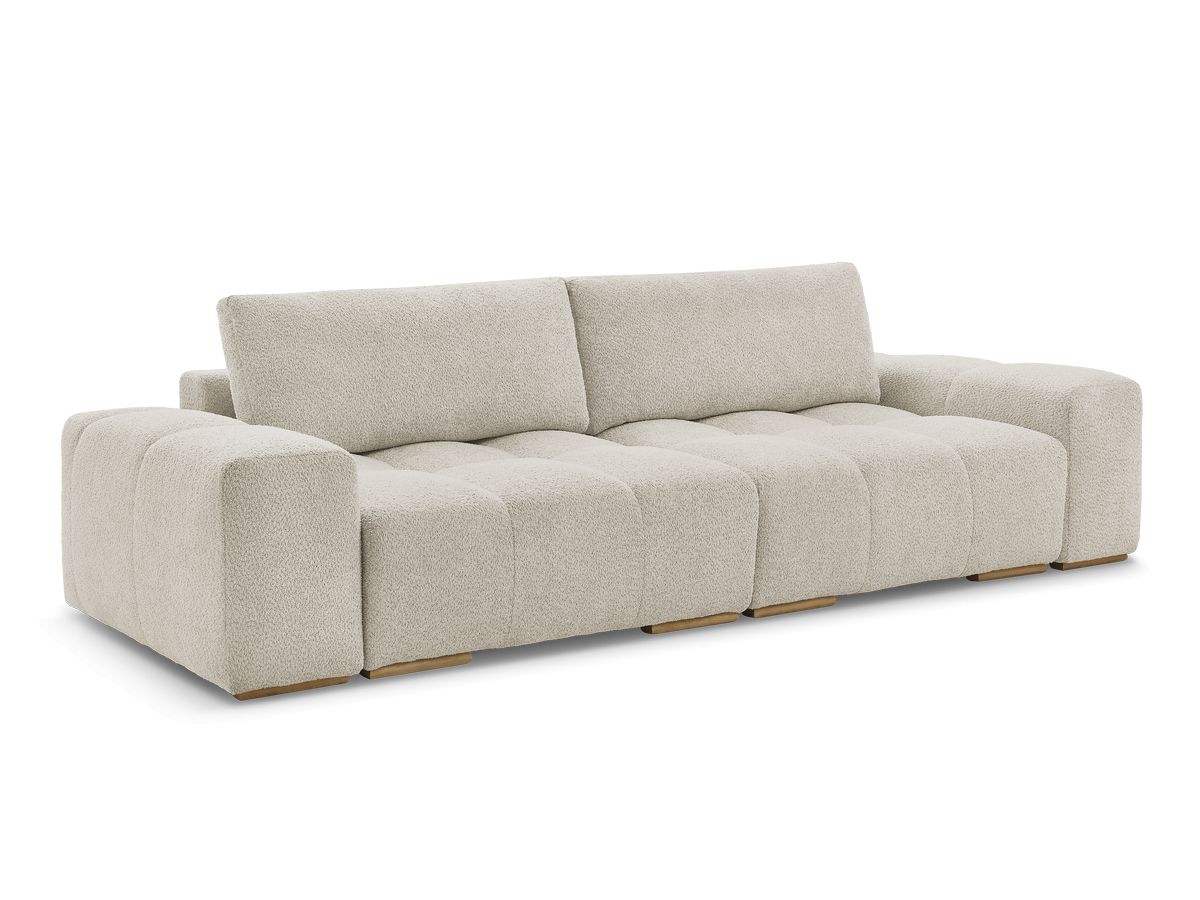 canapé droit fixe 3 places anakin tissu bouclette de couleur beige