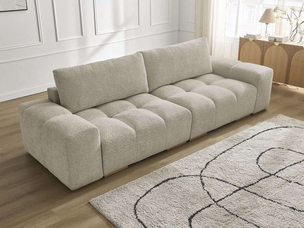 Canapé droit 3 places ANAKIN bouclette beige — vue 6