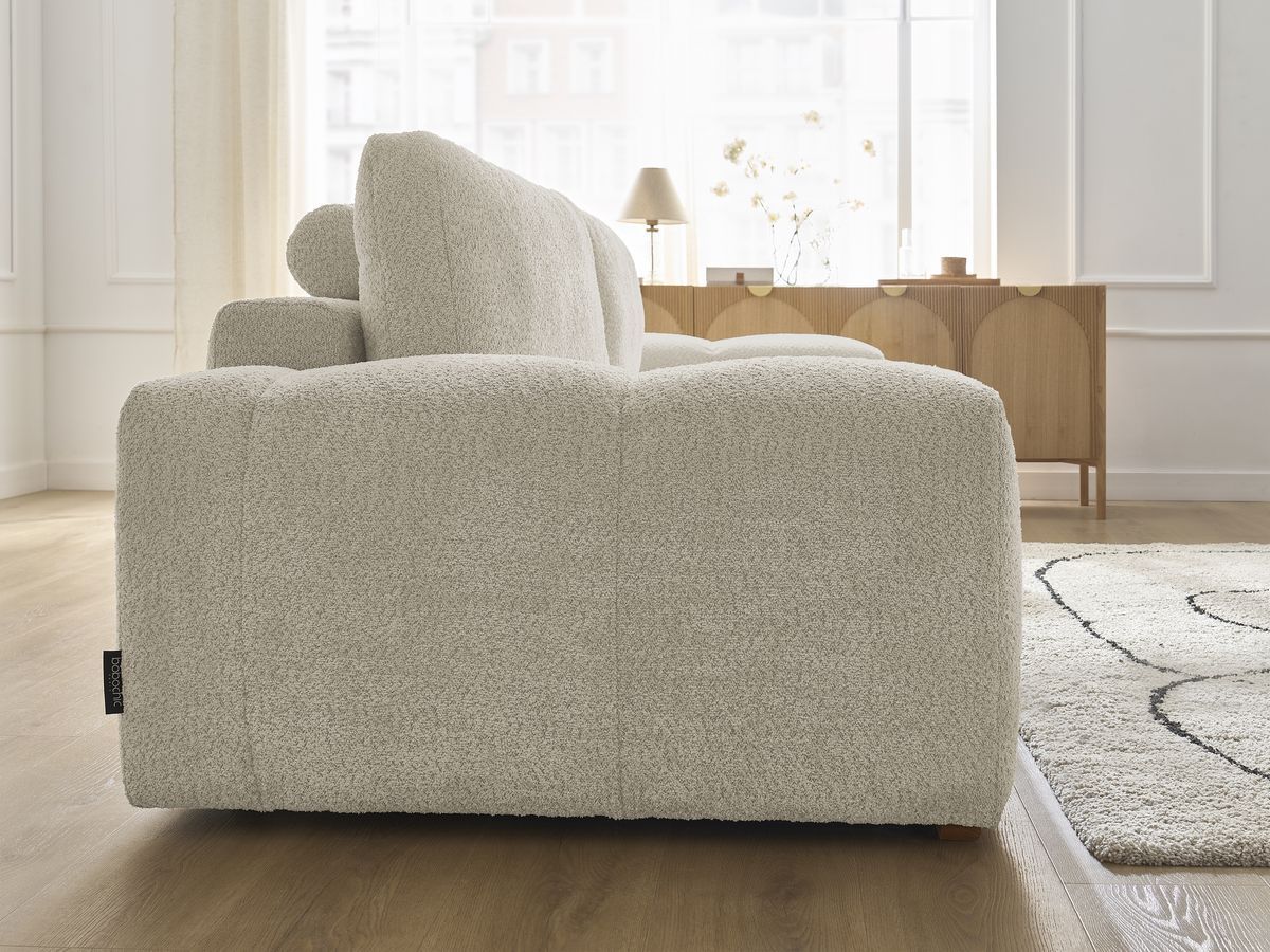 Canapé droit fixe 3 places ANAKIN tissu bouclette