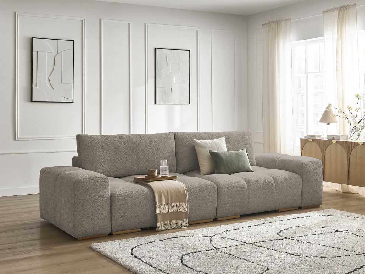 Canapé droit fixe 3 places ANAKIN tissu bouclette