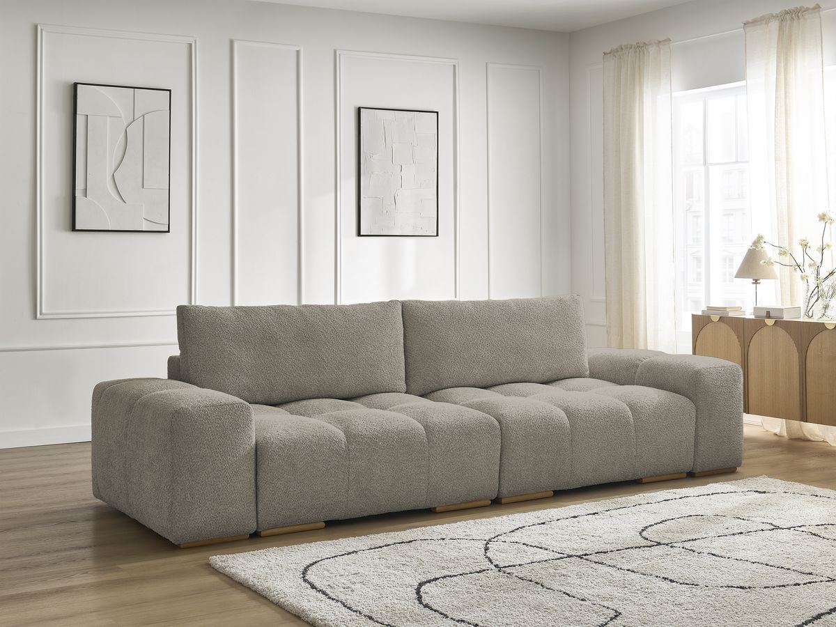 Canapé droit fixe 3 places ANAKIN tissu bouclette