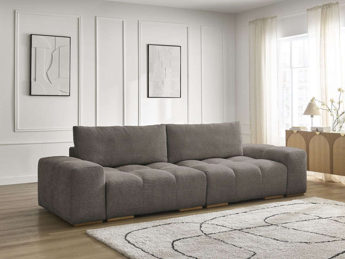 Canapé droit fixe 3 places ANAKIN tissu bouclette