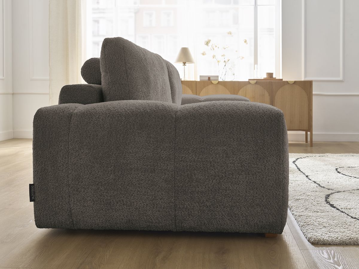 Canapé droit fixe 3 places ANAKIN tissu bouclette