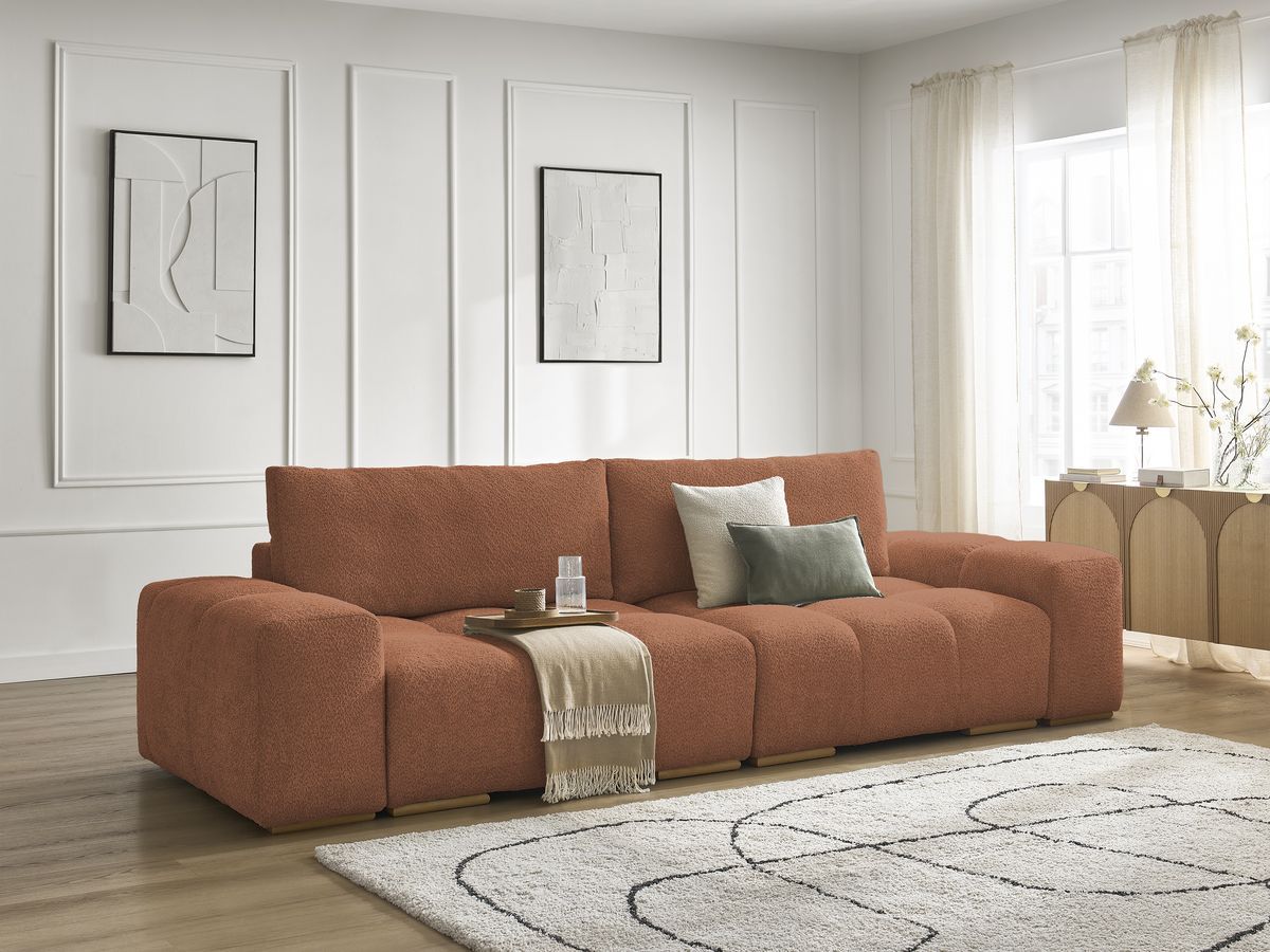 Canapé droit 3 places ANAKIN bouclette orange