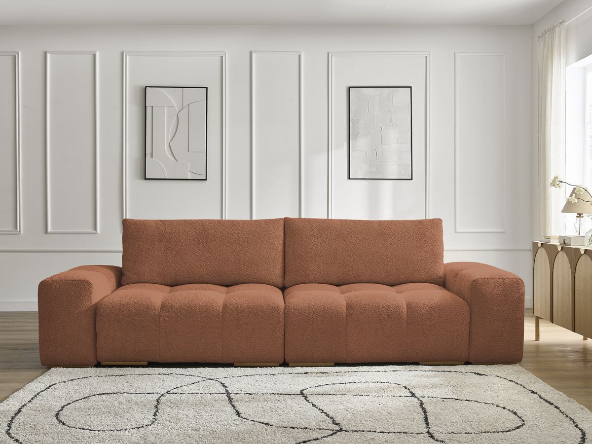 Canapé droit 3 places ANAKIN bouclette orange — vue 5