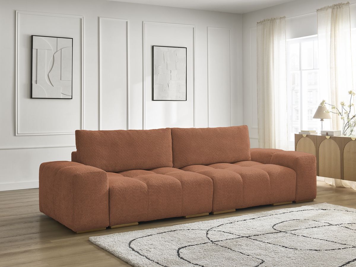 Canapé droit fixe 3 places ANAKIN tissu bouclette