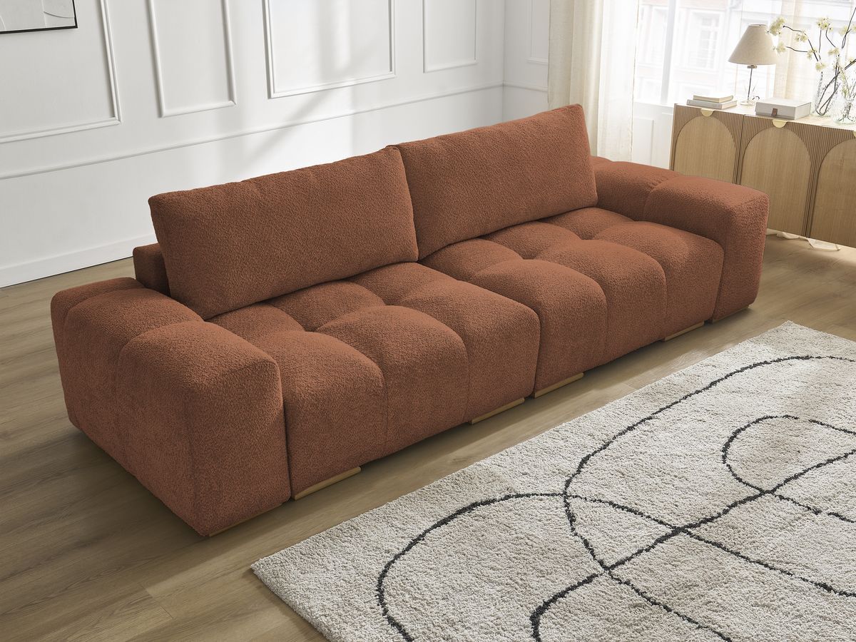 Canapé droit fixe 3 places ANAKIN tissu bouclette