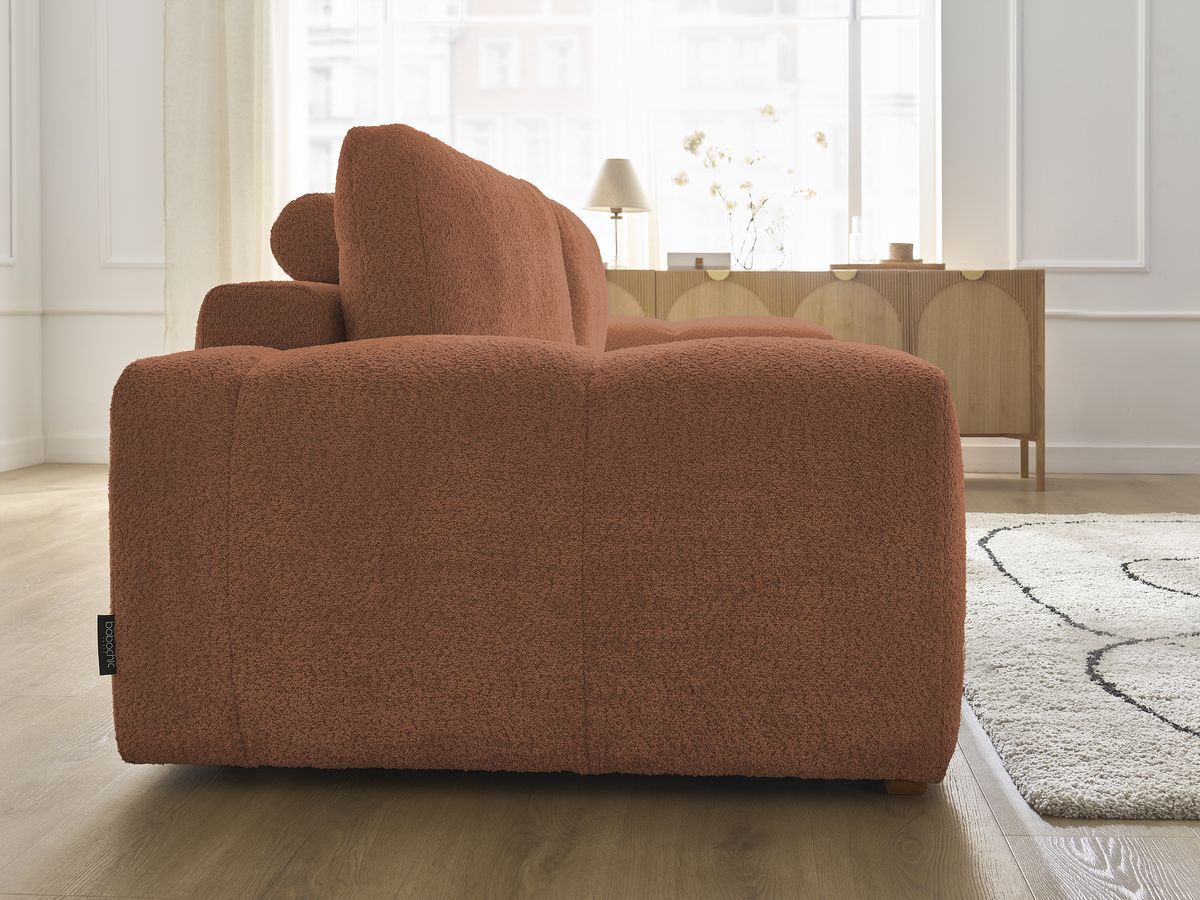 Canapé droit fixe 3 places ANAKIN tissu bouclette