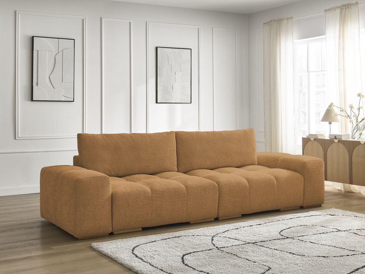 Canapé droit 3 places ANAKIN bouclette jaune — vue 6