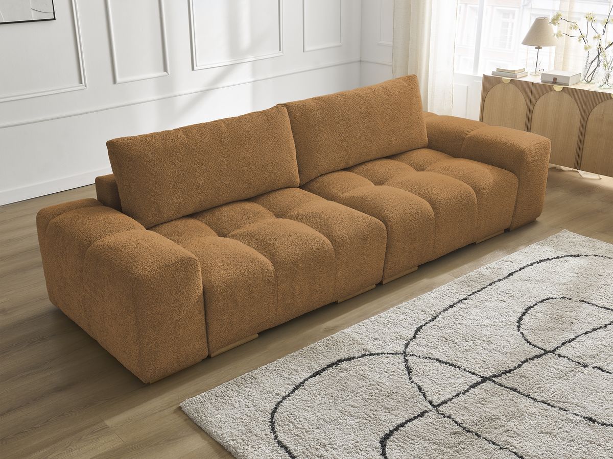 Canapé droit fixe 3 places ANAKIN tissu bouclette