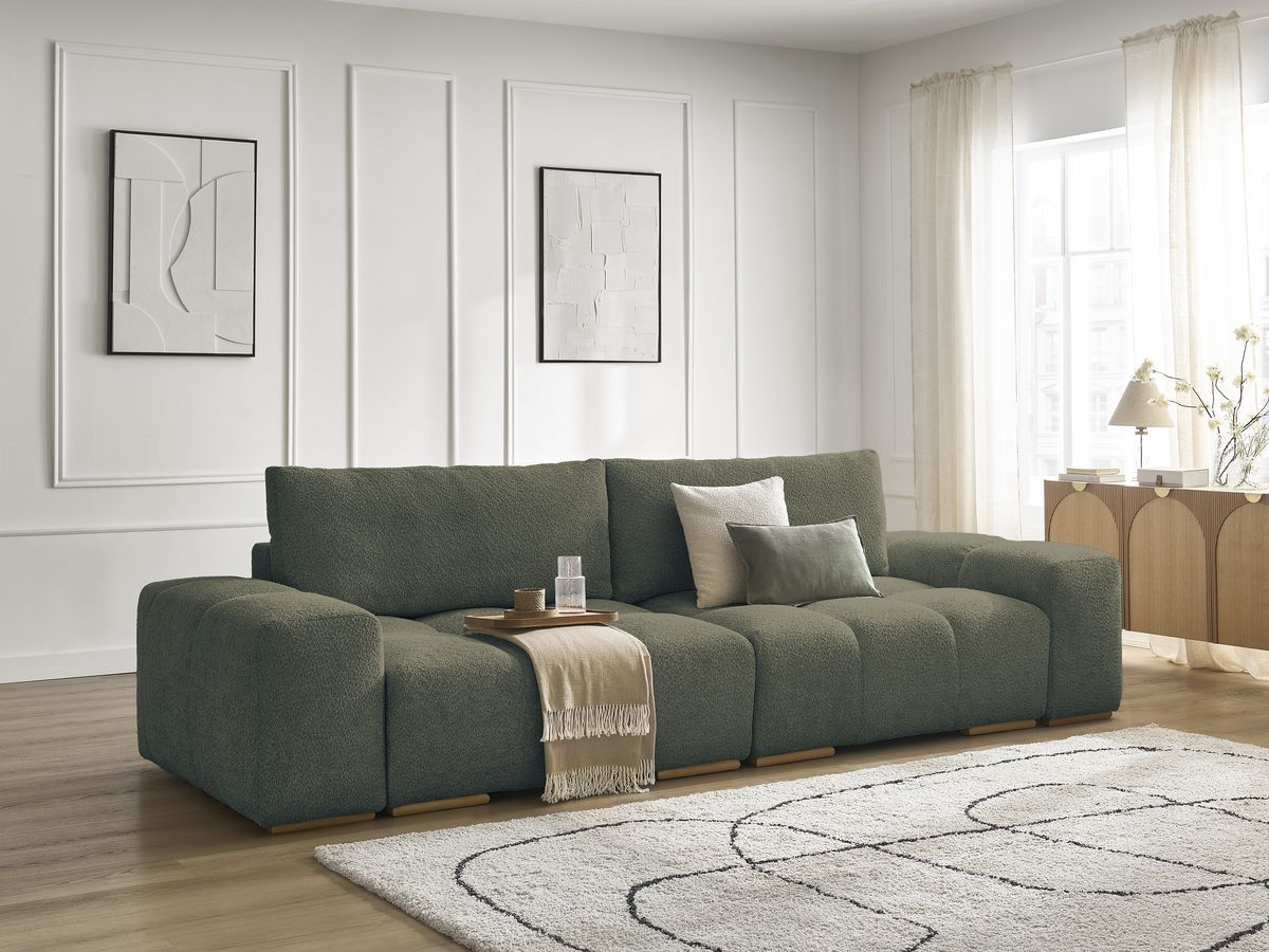 Canapé droit fixe 3 places ANAKIN tissu bouclette