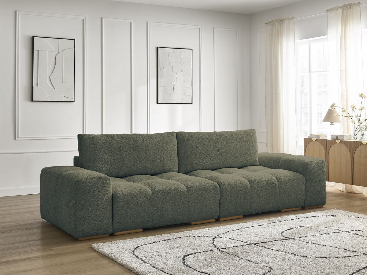 Canapé droit 3 places ANAKIN bouclette vert — vue 6