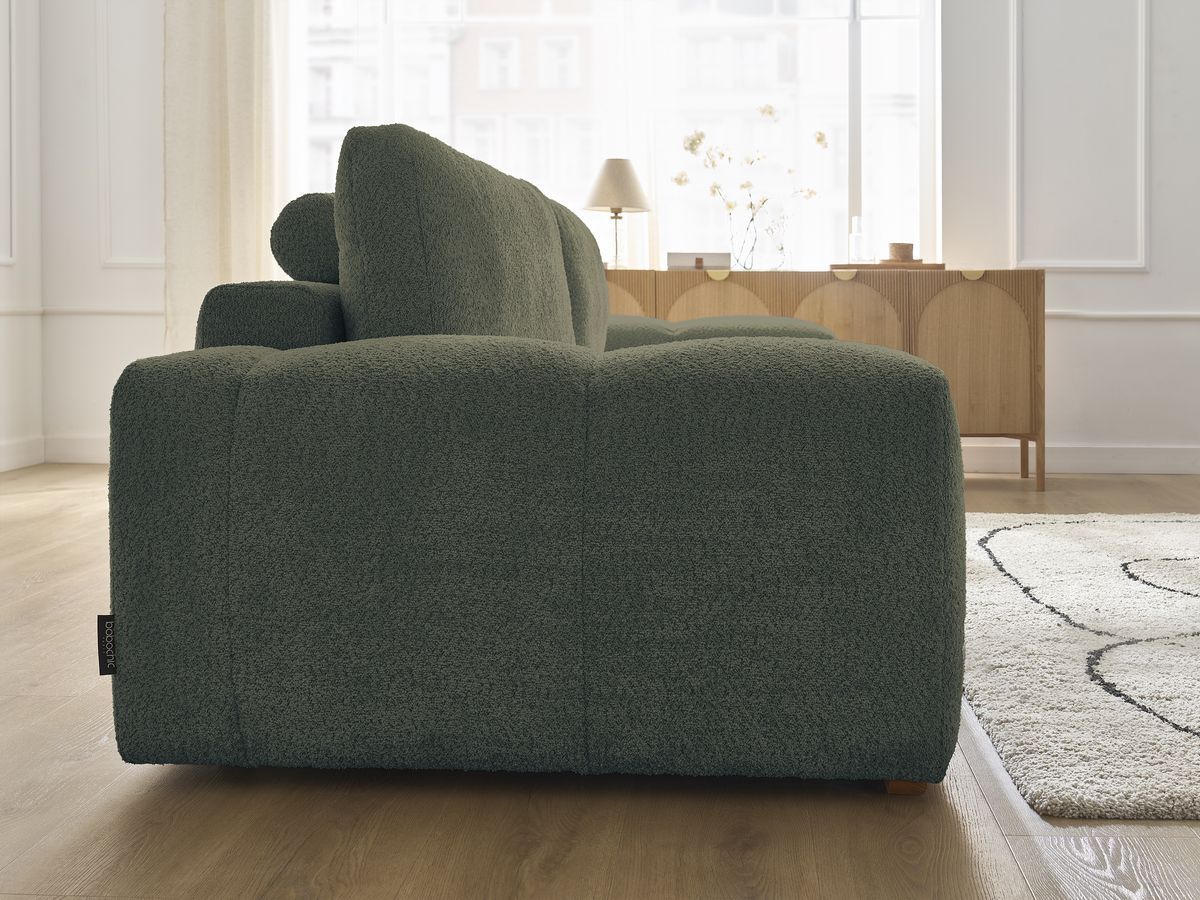 Canapé droit fixe 3 places ANAKIN tissu bouclette