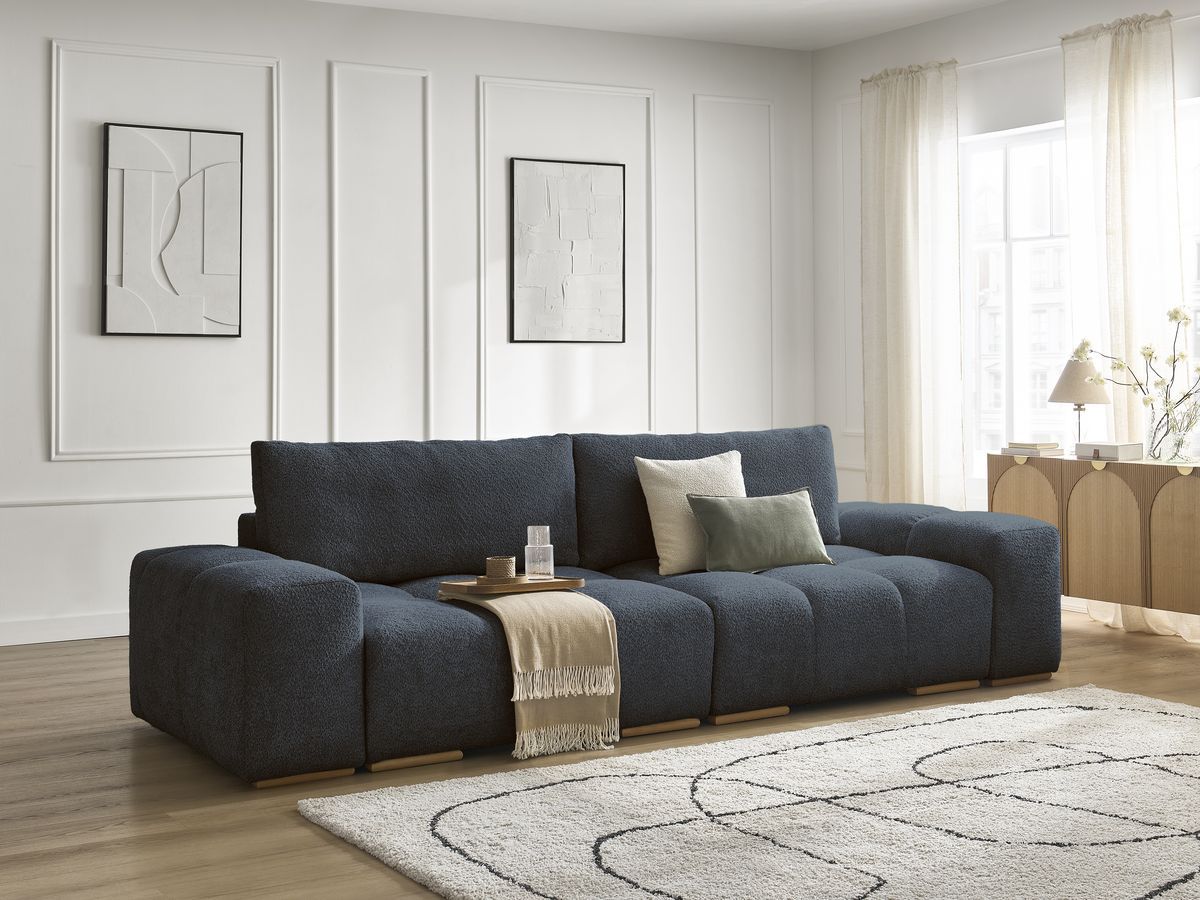 Canapé droit fixe 3 places ANAKIN tissu bouclette