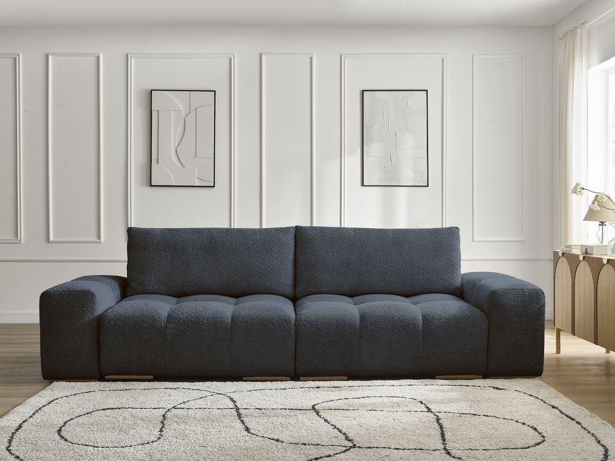 Canapé droit 3 places ANAKIN bouclette bleu foncé — vue 5