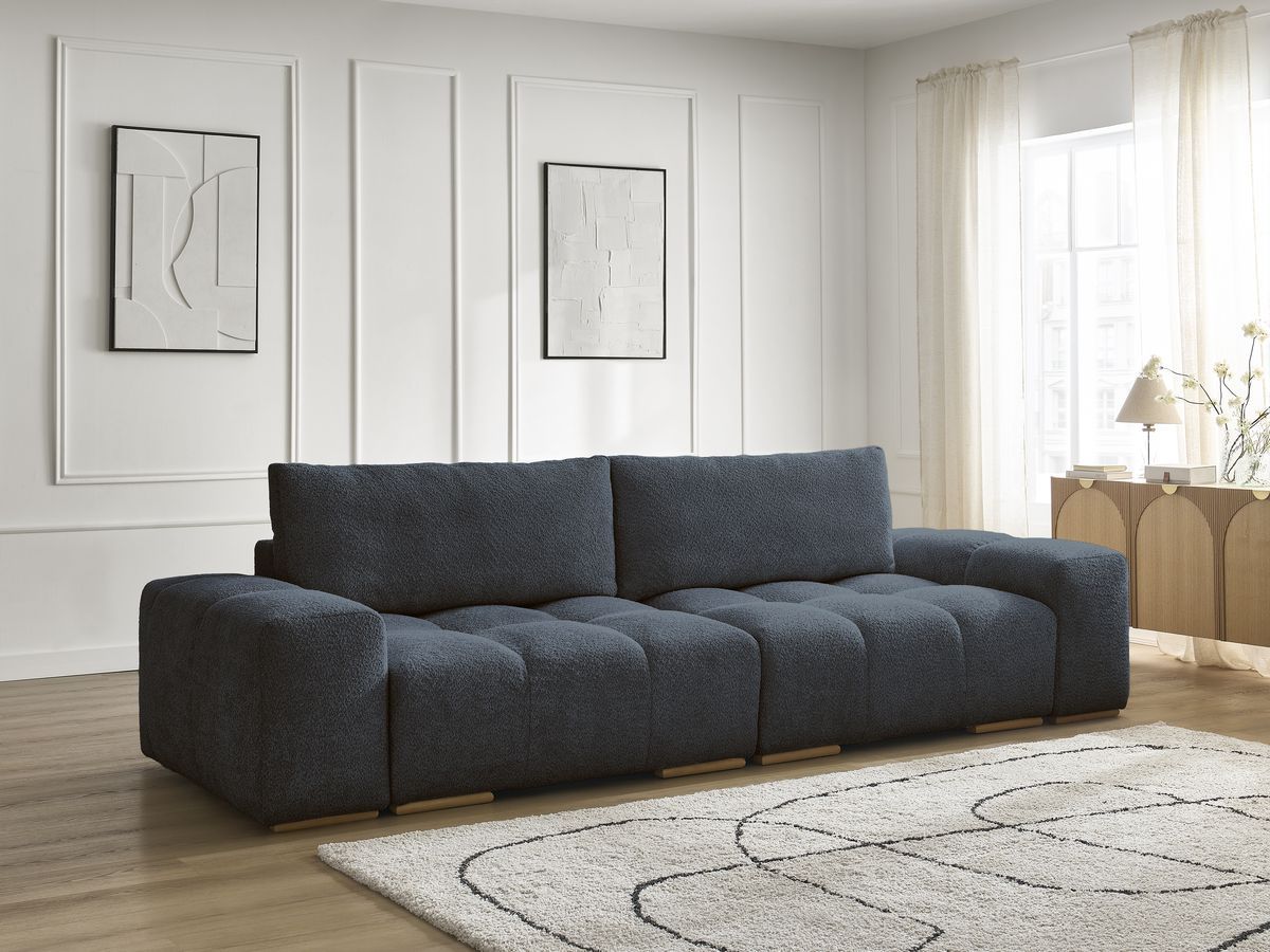 Canapé droit 3 places ANAKIN bouclette bleu foncé — vue 6