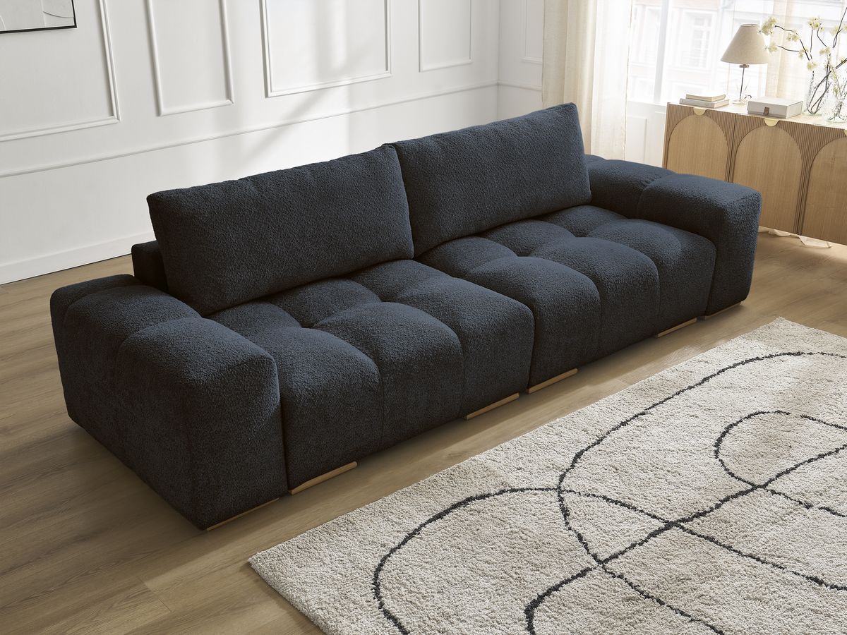 Canapé droit fixe 3 places ANAKIN tissu bouclette