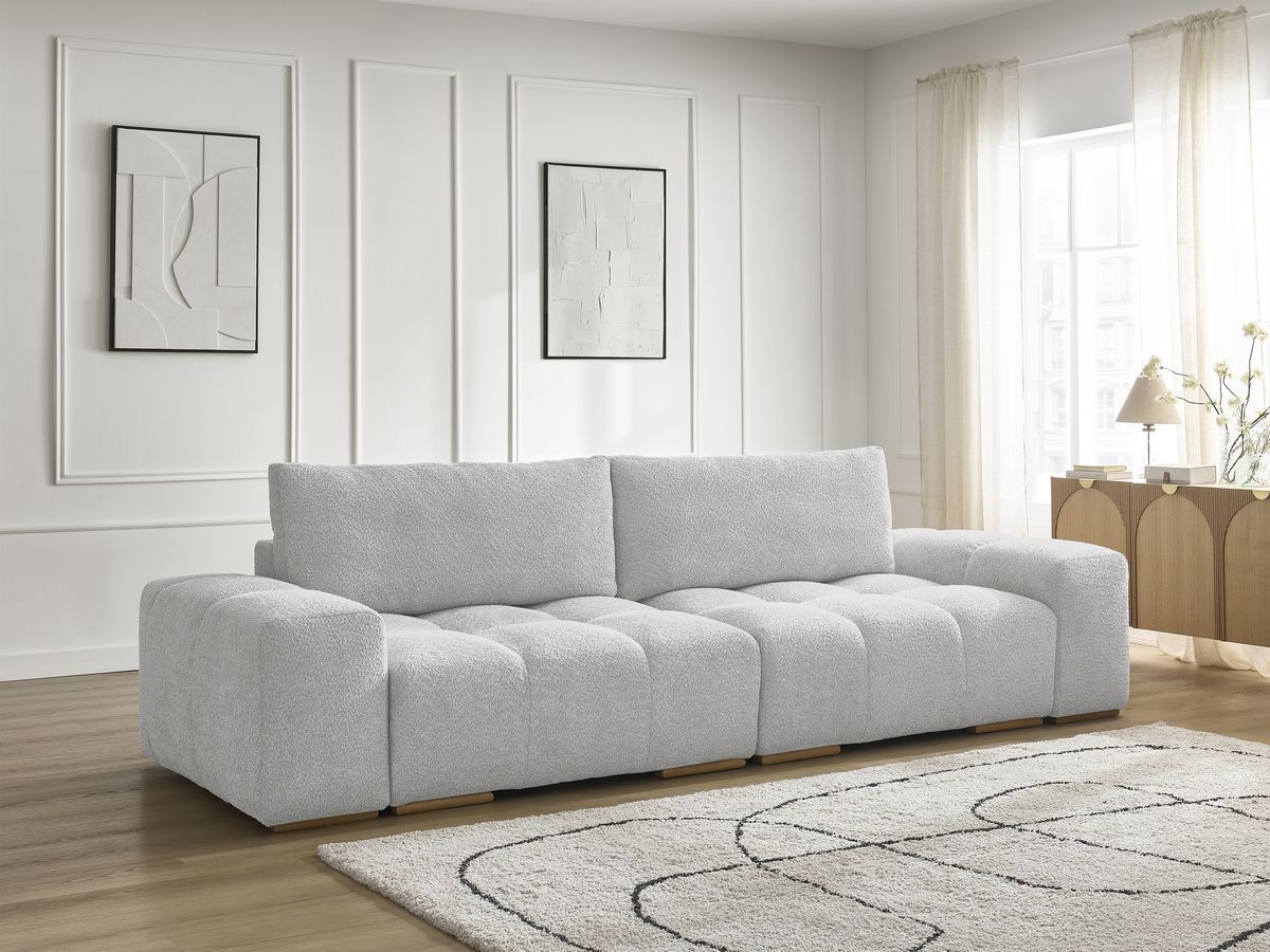 Canapé droit 3 places ANAKIN bouclette gris clair — vue 6