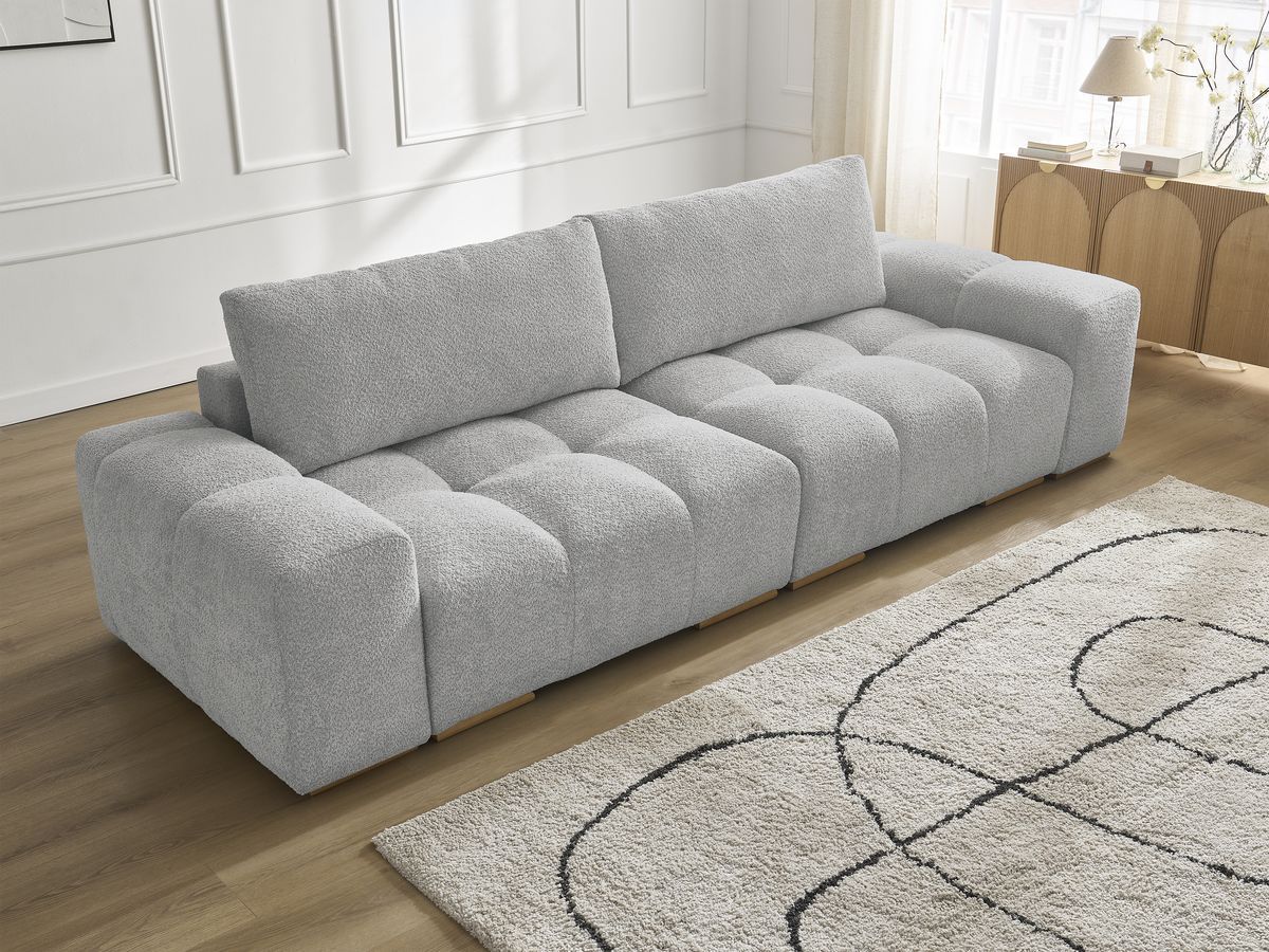 Canapé droit fixe 3 places ANAKIN tissu bouclette