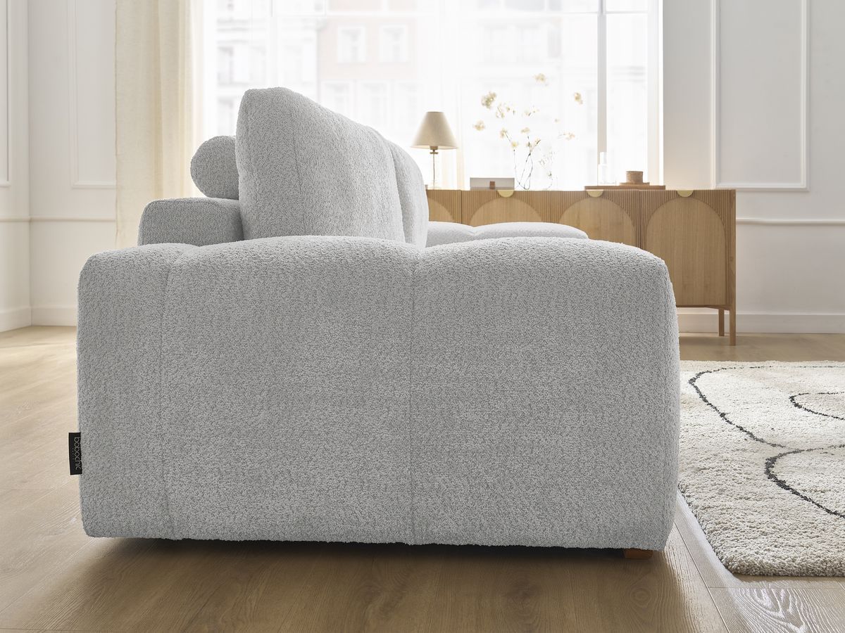 Canapé droit fixe 3 places ANAKIN tissu bouclette