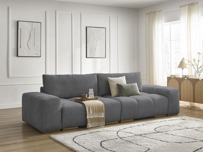 Canapé droit fixe 3 places ANAKIN tissu bouclette