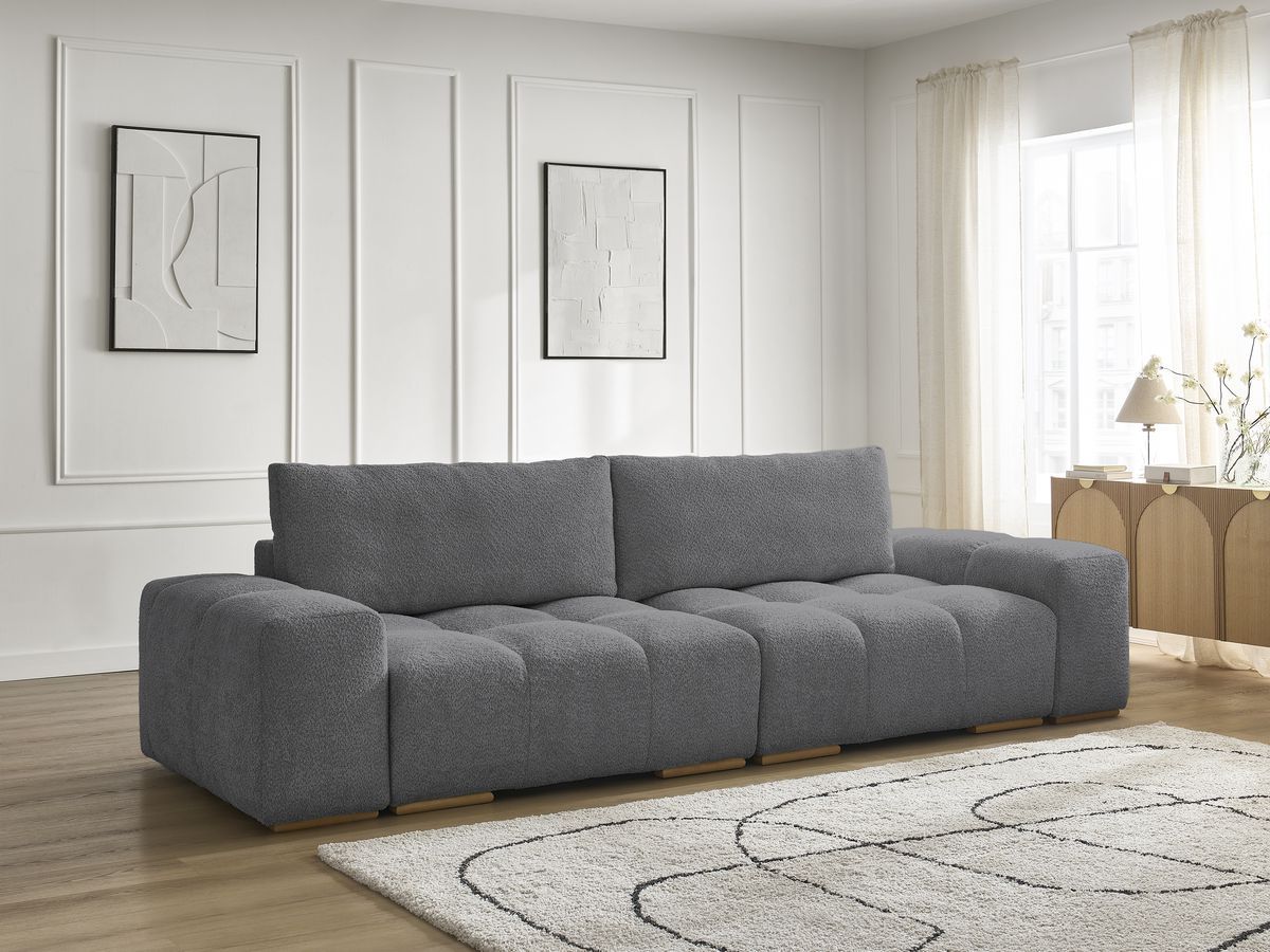 Canapé droit fixe 3 places ANAKIN tissu bouclette