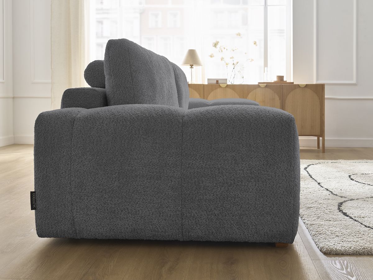 Canapé droit fixe 3 places ANAKIN tissu bouclette