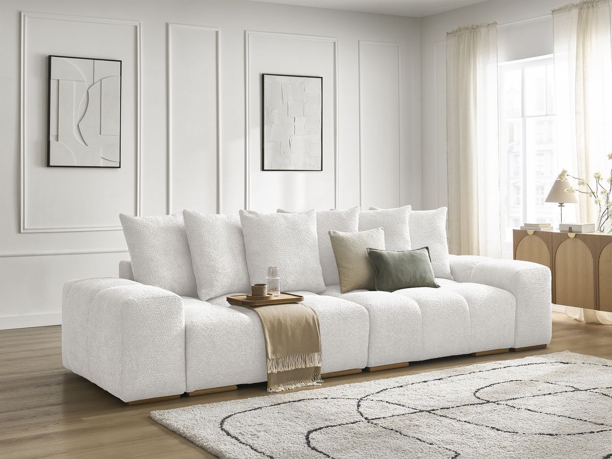 Canapé droit fixe 3 places ANAKIN tissu bouclette