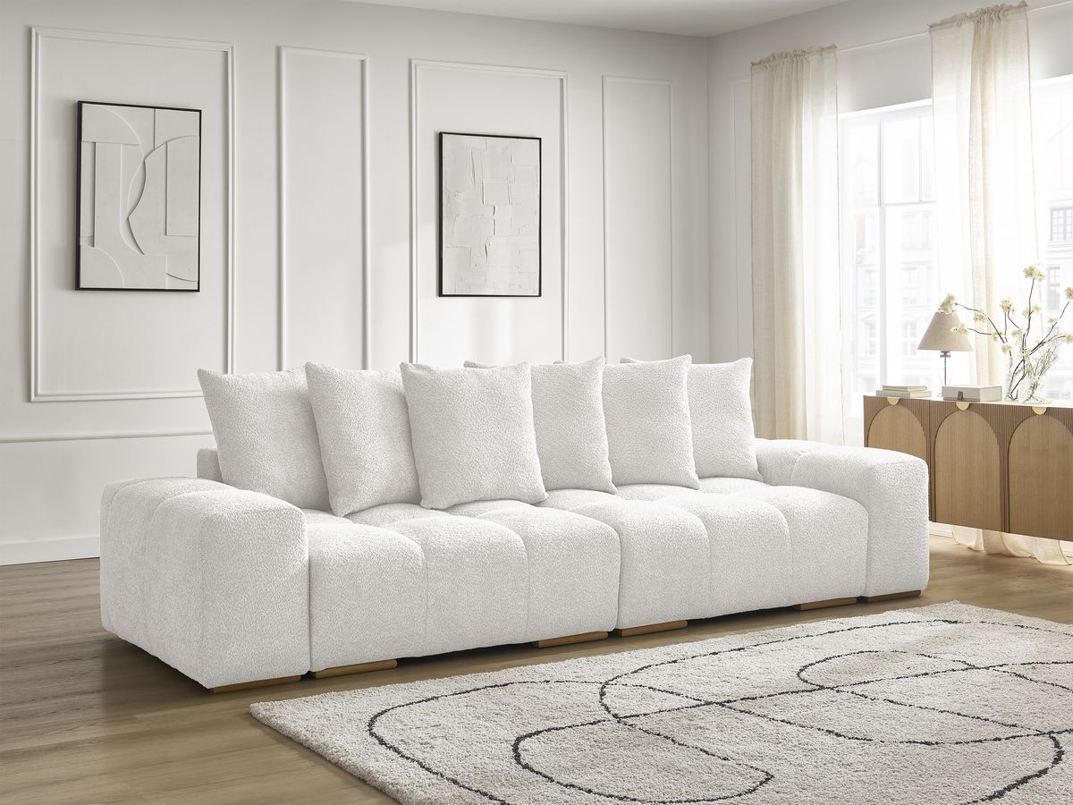 Canapé droit fixe 3 places ANAKIN tissu bouclette