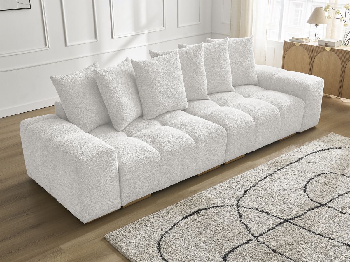 Canapé droit fixe 3 places ANAKIN tissu bouclette