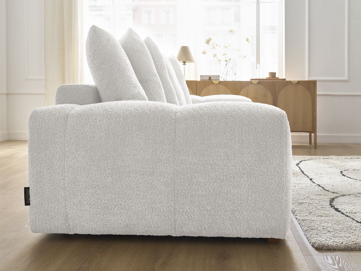 Canapé droit fixe 3 places ANAKIN tissu bouclette