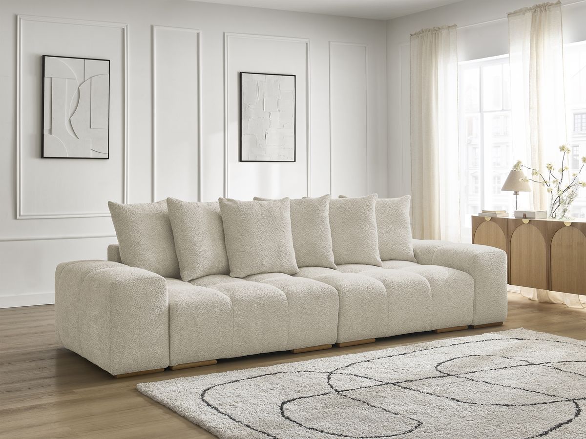 Canapé droit fixe 3 places ANAKIN tissu bouclette