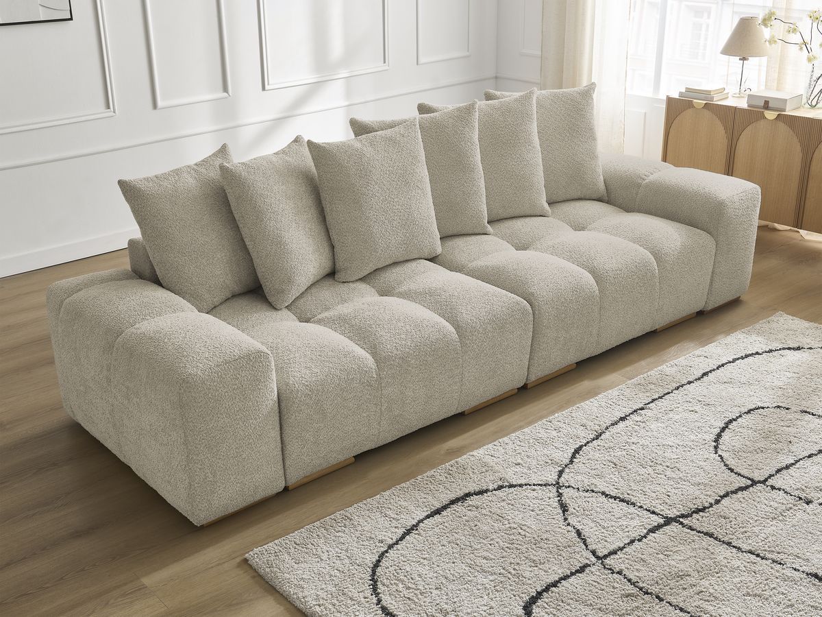 Canapé droit fixe 3 places ANAKIN tissu bouclette