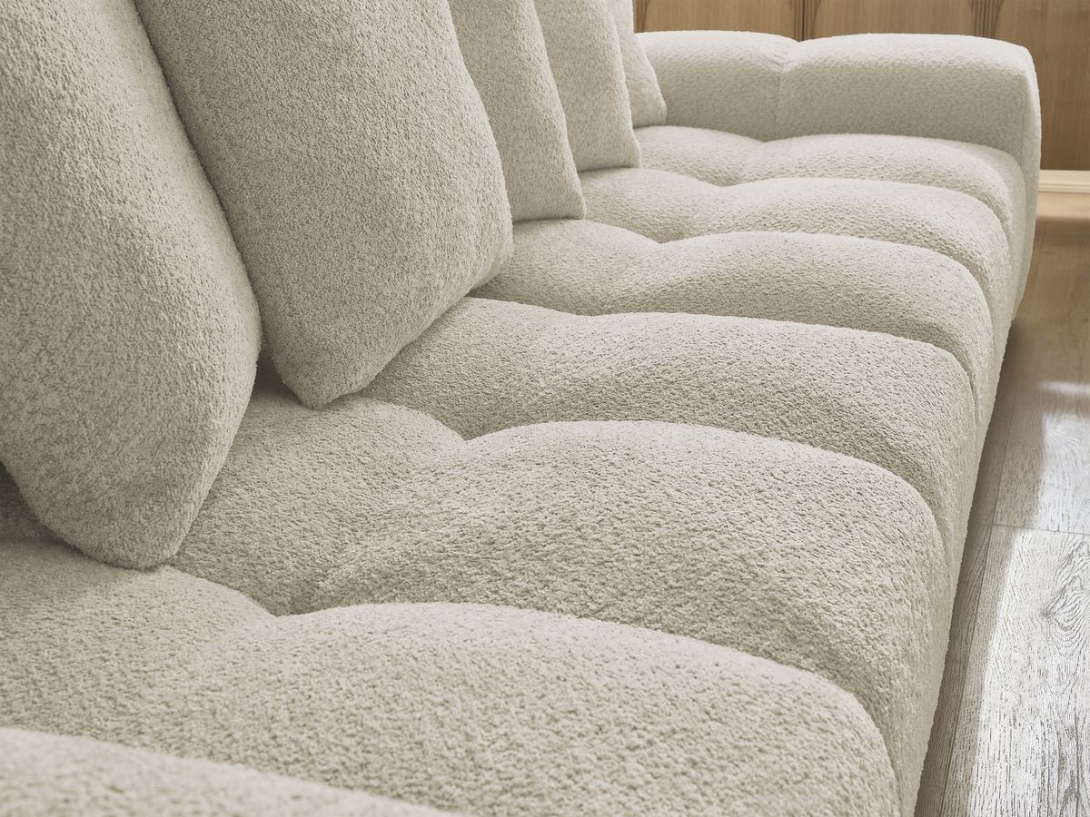 Canapé droit fixe 3 places ANAKIN tissu bouclette