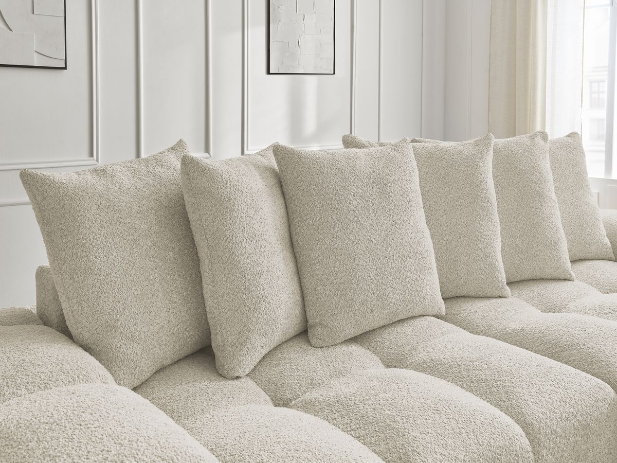 Canapé droit fixe 3 places ANAKIN tissu bouclette