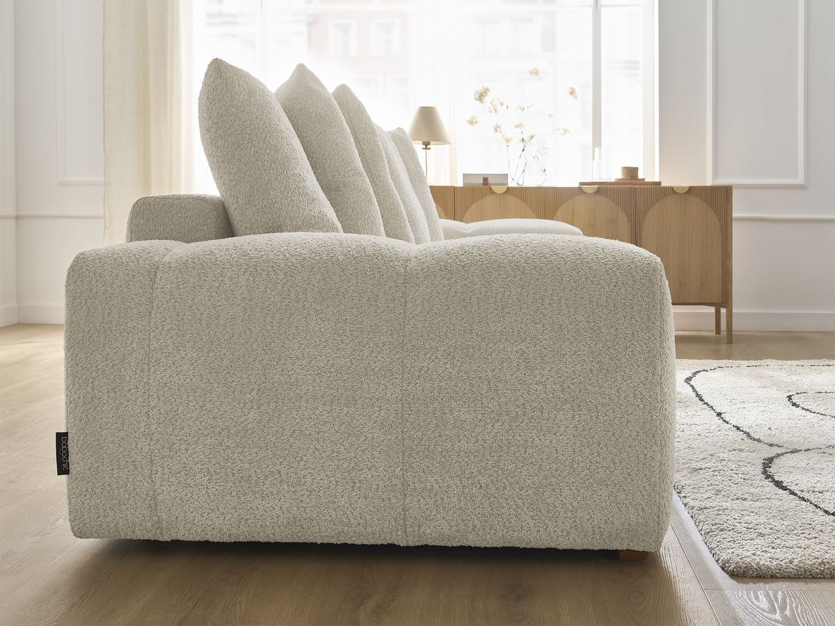 Canapé droit fixe 3 places ANAKIN tissu bouclette