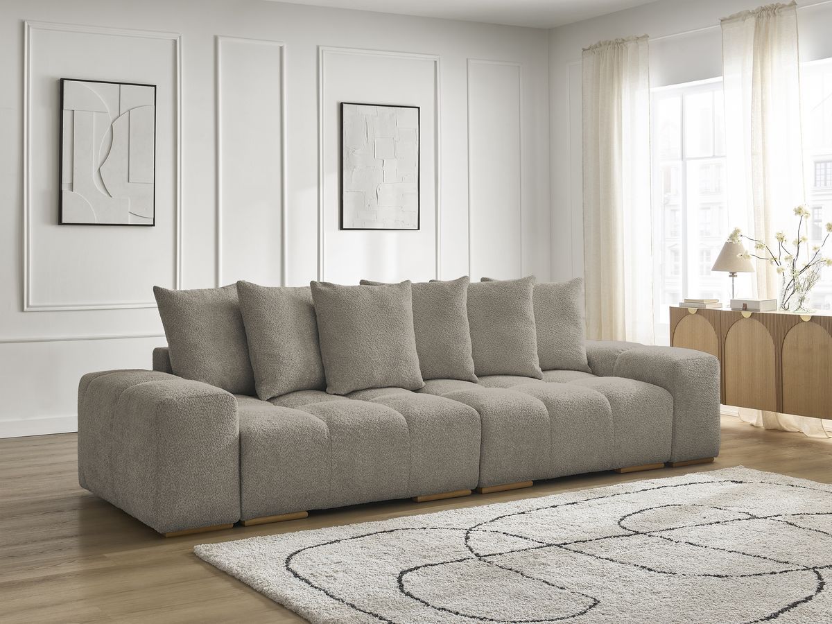 Canapé droit fixe 3 places ANAKIN tissu bouclette