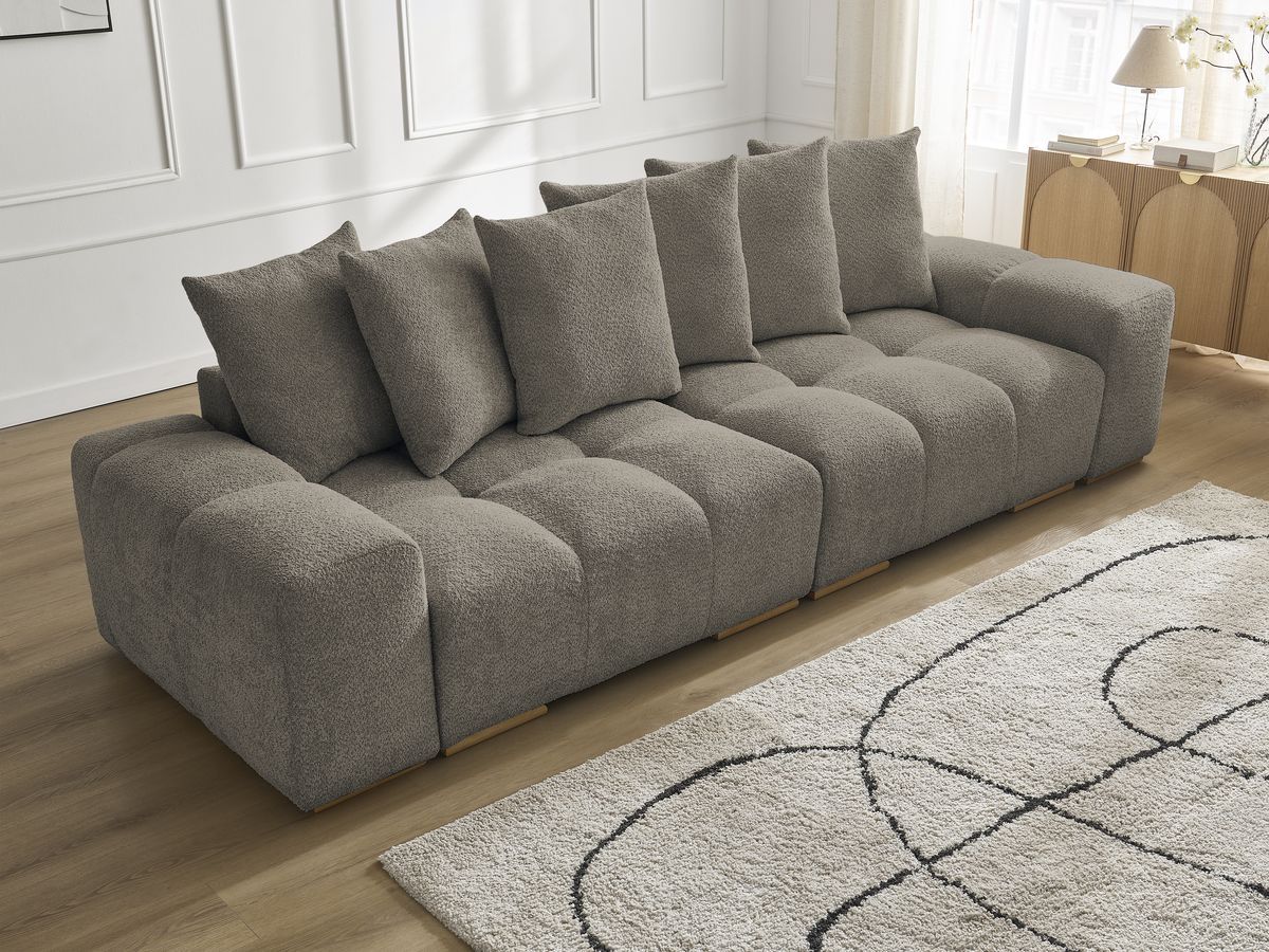 Canapé droit fixe 3 places ANAKIN tissu bouclette