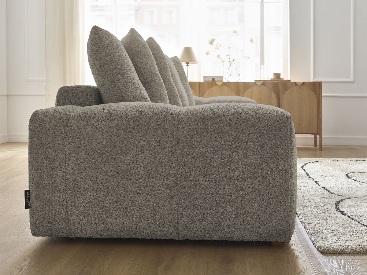 Canapé droit fixe 3 places ANAKIN tissu bouclette